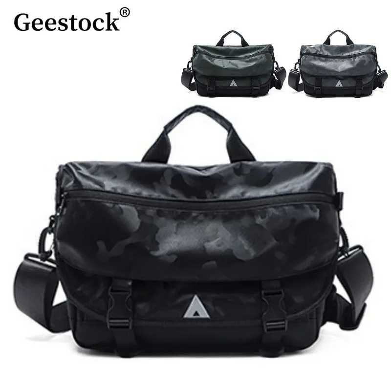 

Geestock Men Fashion Streetwear Oxford Cloth Crossbody Bag Large Capacity Multi Pocket Messenger Bag Commuter Cycling Handbag