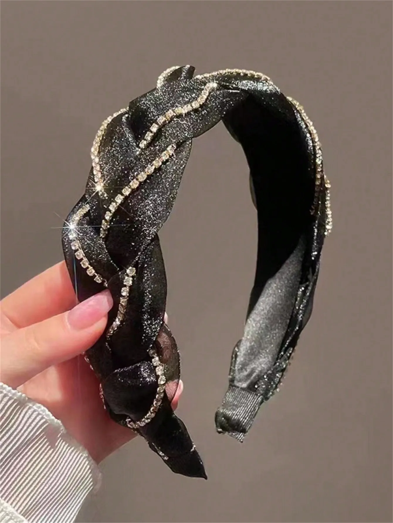 1 new organza braid non-slip out pressure hairpin temperament high cranial top wide edge rhinocera headband for women