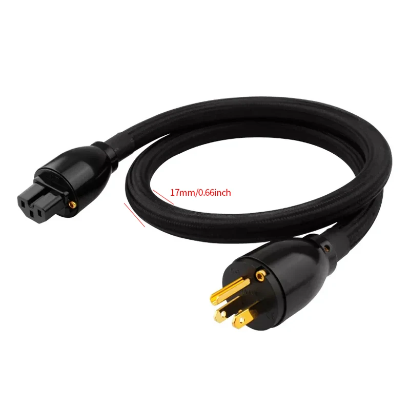 YYAUDIO Hi-Fi Oxygen-Free Copper Audio Power Cord, HiFi Power Amplifier CD Tube Amplifier Power Upgrade Cable, Gold-Plated Plug