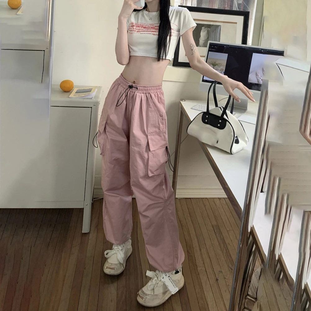 กางเกงแฟชั่นสตรีท ผู้หญิง ฮิปฮอป ชุดเอี๊ยมสำหรับวันหยุด ไม่มีความยืดหยุ่น สำหรับสวมใส่ในชีวิตประจำวัน ความยาวปกติ แฟชั่นสตรีท