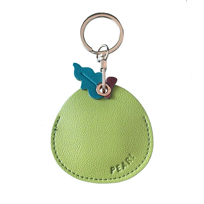 Leather Keychain Holder Case for Apple AirTag Cute Protective Air Tag Cover Keychain Ring Anti-Scratch Finder GPS Tracker Case