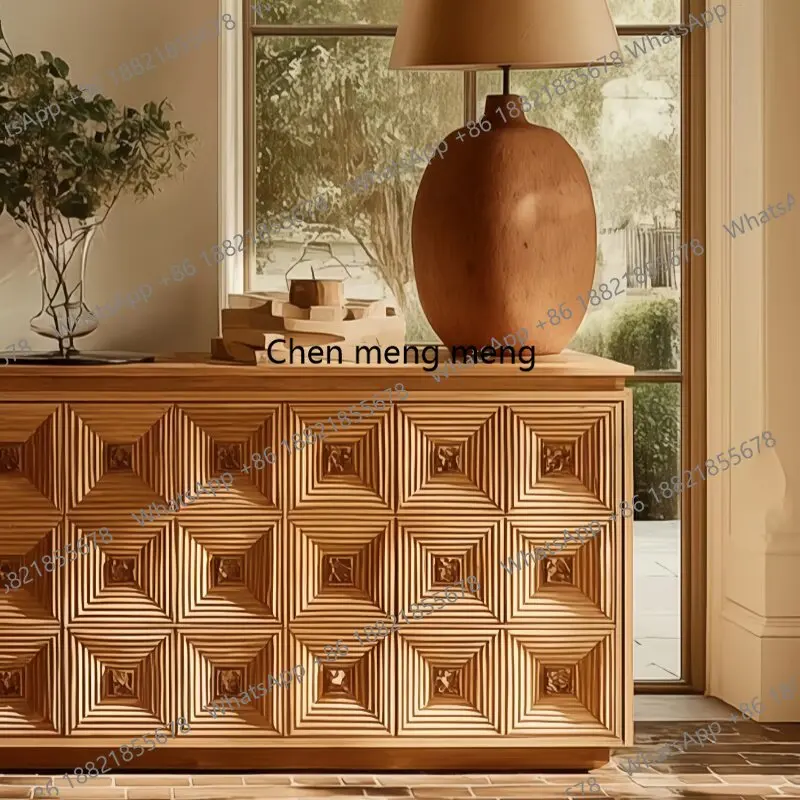 Astonishing retro style all solid wood dining side cabinet medieval side cabinet entrance storage storage cabinet simple