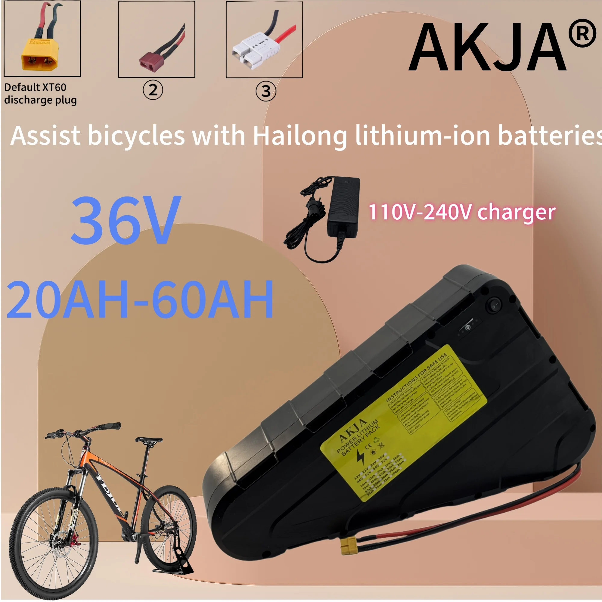 

Air fast transportation 36V60AH High Capacity Waterproof Hard Case Strong power battery pack 350W500W750W1000W triangle battery