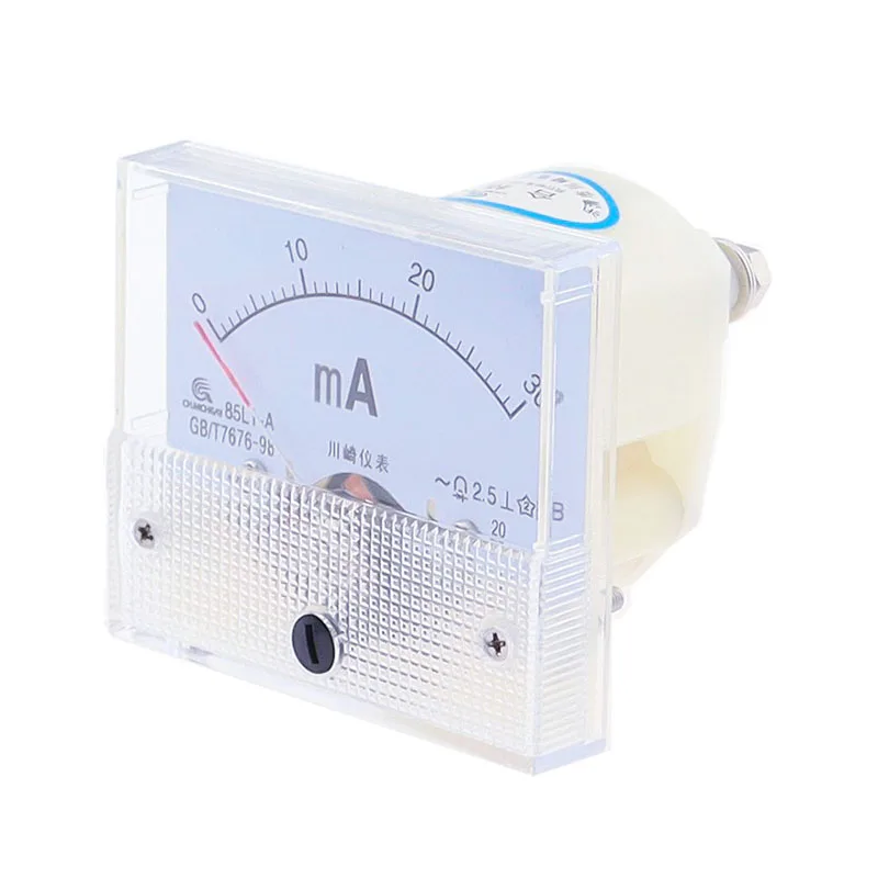 85L1-mA 2mA 3mA 5mA 10mA 15mA 20mA 30mA 50mA 75mA AC White Plastic Shell Analog Panel AMP Meter Ammeter