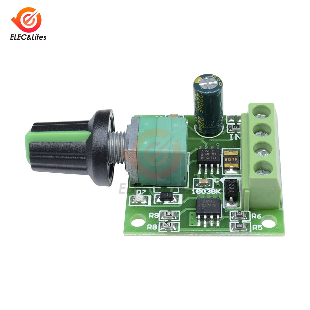 DC Motor 1.8V 3V 5V 6V 12V 2A PWM Adjustable Speed Controller Potentiometer Knob Switch Kit Control Governor