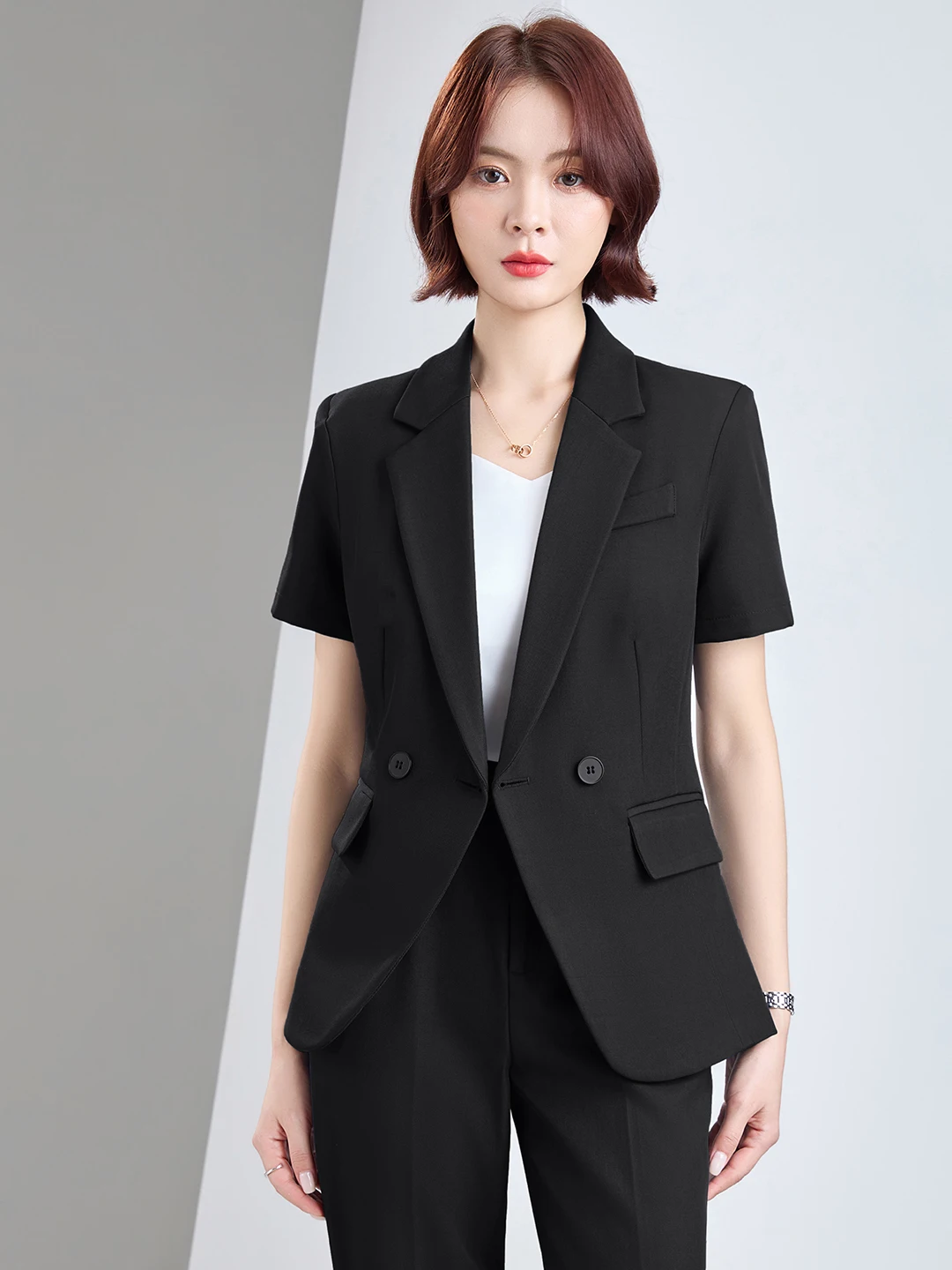 Small Size Women's Career Suit Set Professional Interview Workwear Ladies' Corporate Style Jacket And Pants Outfit