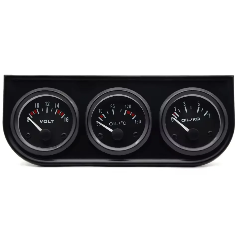 for triple Gauge 12V 52MM for Car Dashboard Oil Temperature Pressure Voltage Monitoring with Metal and Chrome Frame