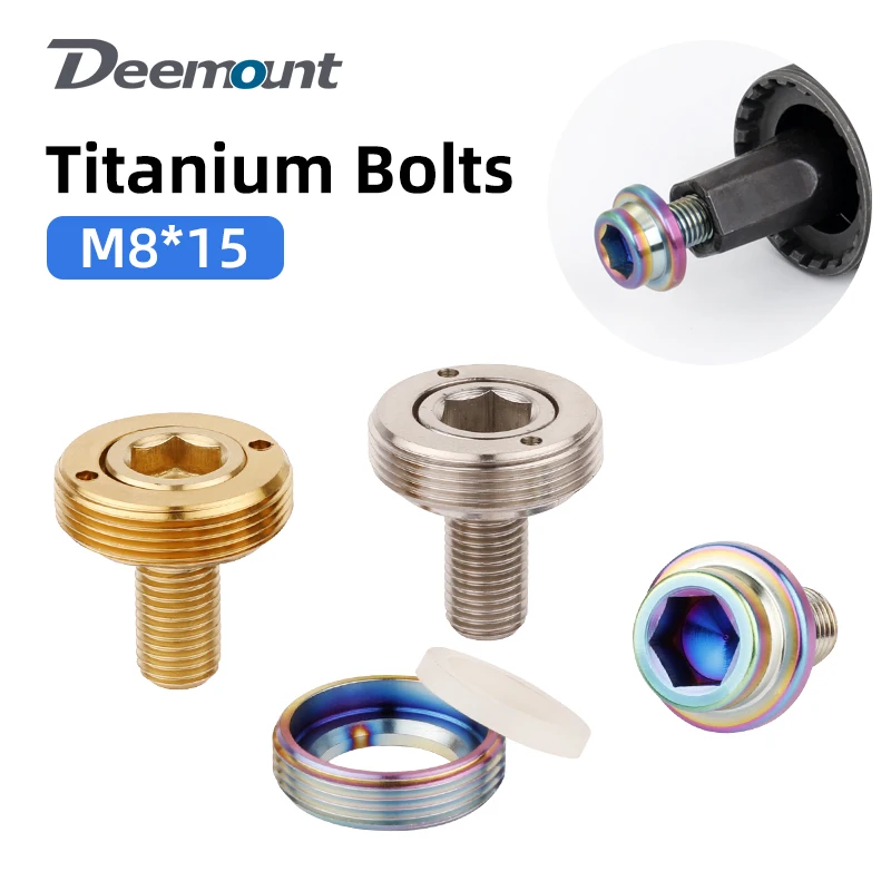 M8*15mm Titanium BB Fixing Bolts CNC-machined Bicycle Square Taper Bottom Bracket Bolts W/ Cap Gasket Cycling Accessories