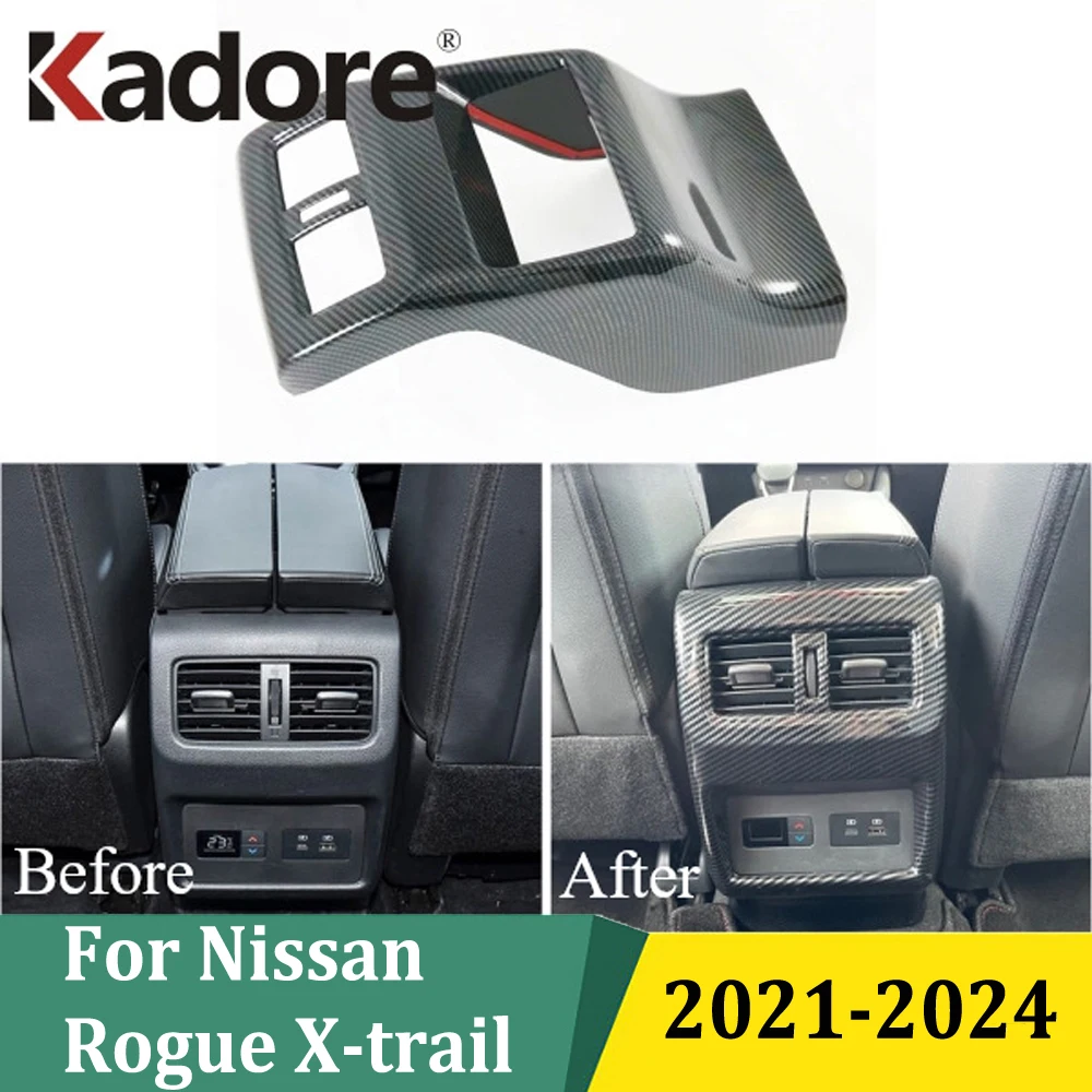 

Для Nissan Rogue X-trail 2021 2022 2023 2024, задний подлокотник, крышка вентиляционного отверстия для кондиционера, розетка переменного тока, отделка, аксессуары для интерьера