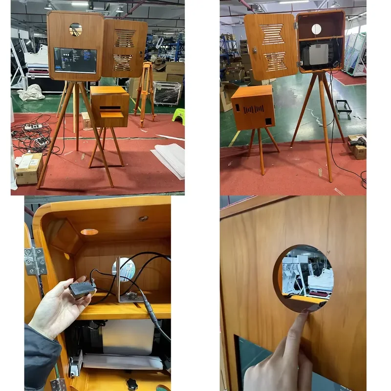 for Photo Booth 15.6 Inch Wood Material DSLR Touchscreen with Party Wooden Printer Case