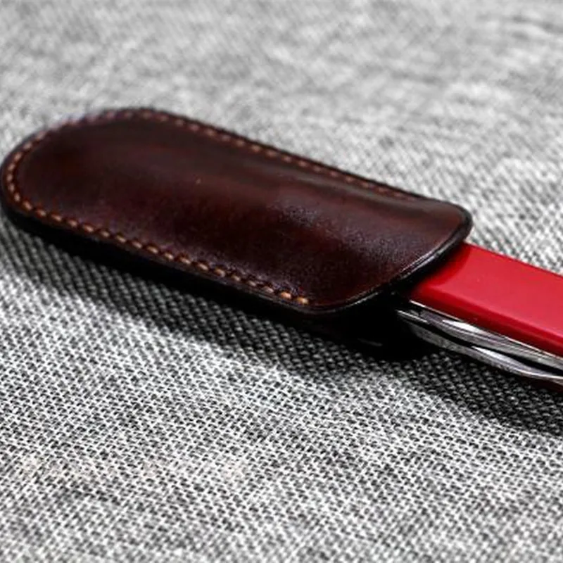 Customized Vegetable Tanned Cowhide Folding Knife Cowhide Cover Leather Scabbard For Outdoor Tool 58MM 84MM 91MM Shell