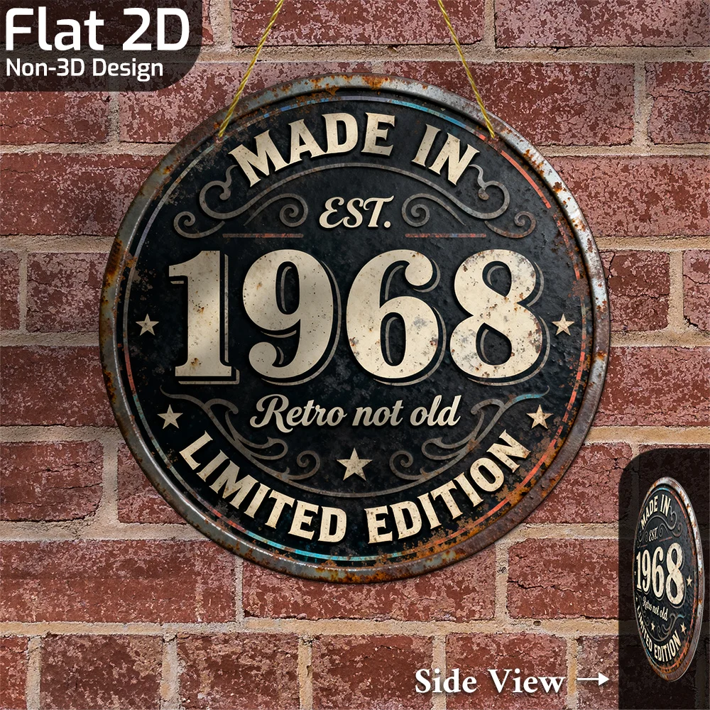 2D Flat, 1pc Vintage 1968 Metal Wall Sign - 8