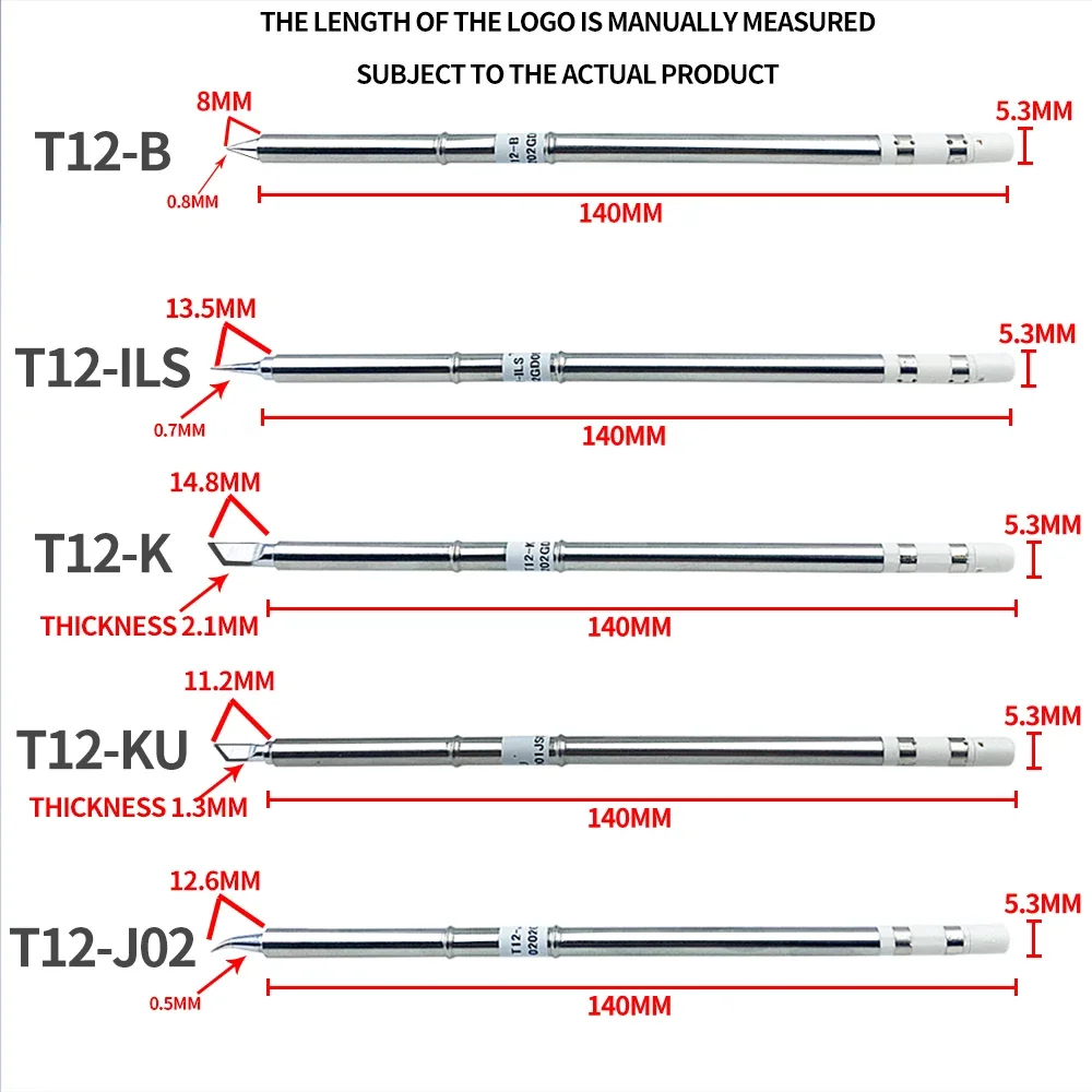 Punte per saldatore serie T12 per stazione di saldatura T12 FX951 FX-952 di alta qualità 1 pz