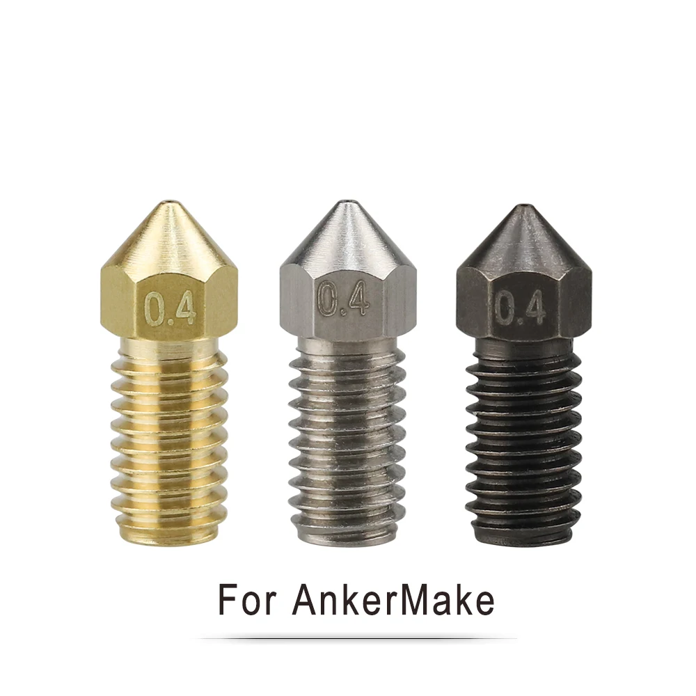 3D Printer Parts Extruder Nozzle High Hardness Hardened Steel Metal High Temperature Nozzle for Ankermake 3D Printer