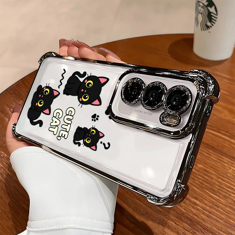 Тонкий легкий силиконовый чехол для телефона Honor X9d X8d X7d X5b X6a X7c X8c X5c Plus с изображением черного кота, ударопрочная задняя крышка.