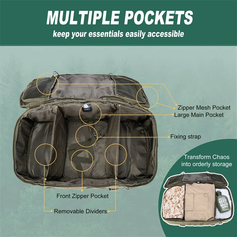 LQARMY 30L 45L 80L Men Sport Gym Bag Tactical Waterproof Backpack Sports Travel Bags Molle Camping Backpacks
