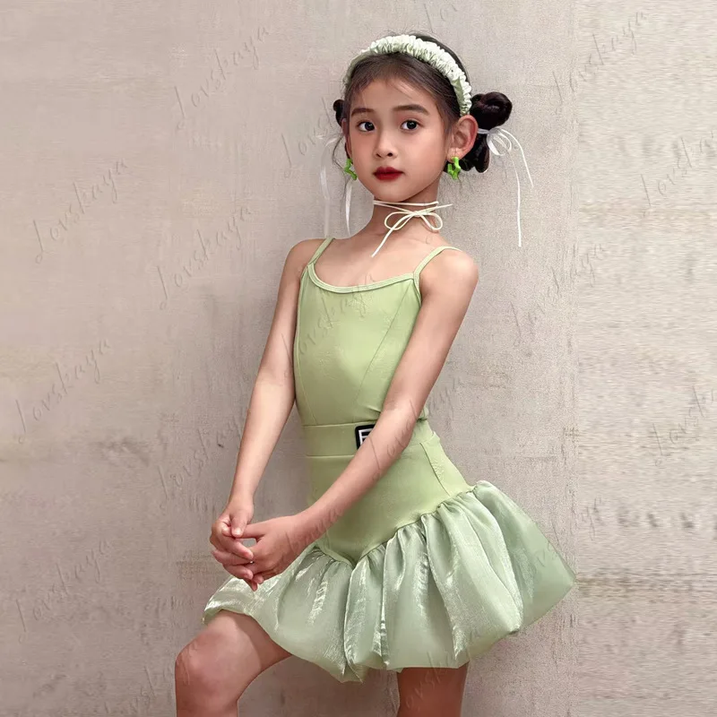 여아용 전문 트레이닝 공연 드레스, 홀터 스타일 댄스 드레스, 라틴 댄스 드레스, 어린이 연습복