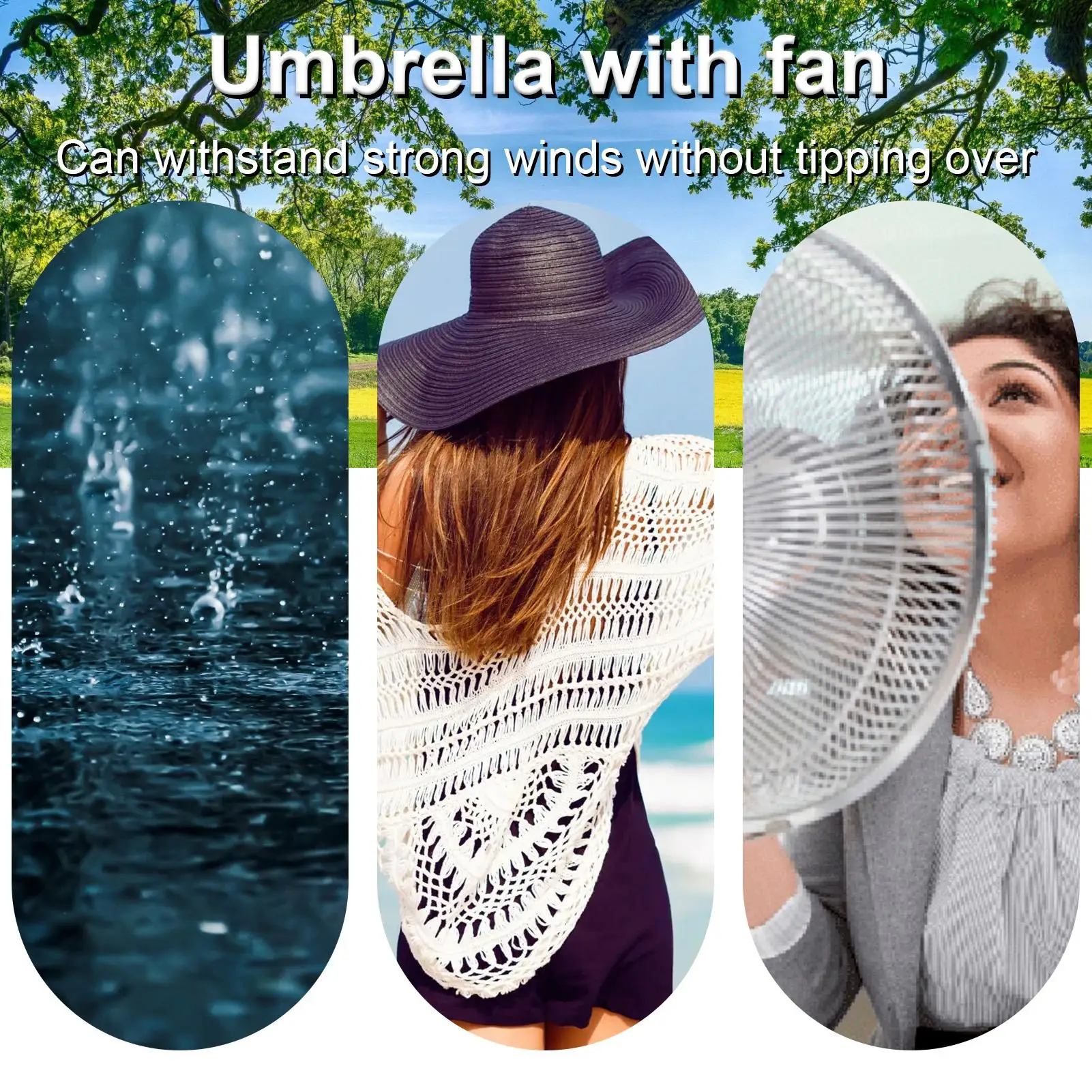 

Portable Umbrella With Fan Handle Umbrella With Fan Easily Anti-static UV Blocking Windproof Rechargeable Umbrella For Heat