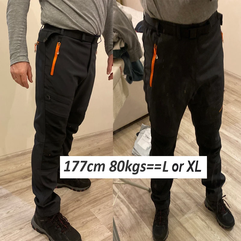 Men Elastic Fleece Outdoor Winter Warm Pants Softshell Trekking Climbing Hiking Camping Fishing Sport Training Trousers Oversize