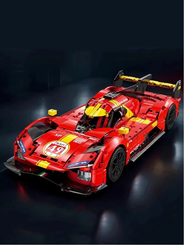 Klemmbausteine 1:10 Flammendes Flammen-Rennwagen-Bausatz Hypercar Supercar Formel-1-Le-Mans-Modell Bausteine für Jungen, Erwachsene und Kinder DIY Geschenk 1518 Teile