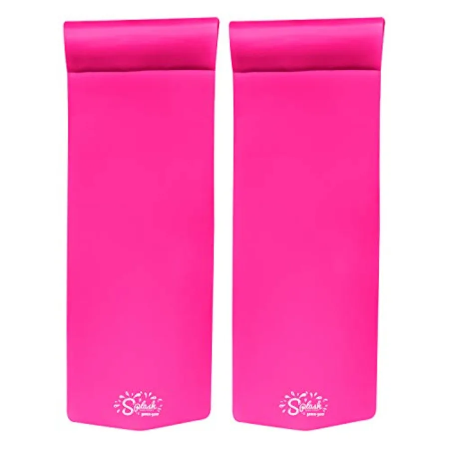 

Large Adult Foam Swimming Pool Float Mat 1.25 Inch Thick with Built-in Roll Pillow Flamingo Pink 2 Pack for Pool Lounging