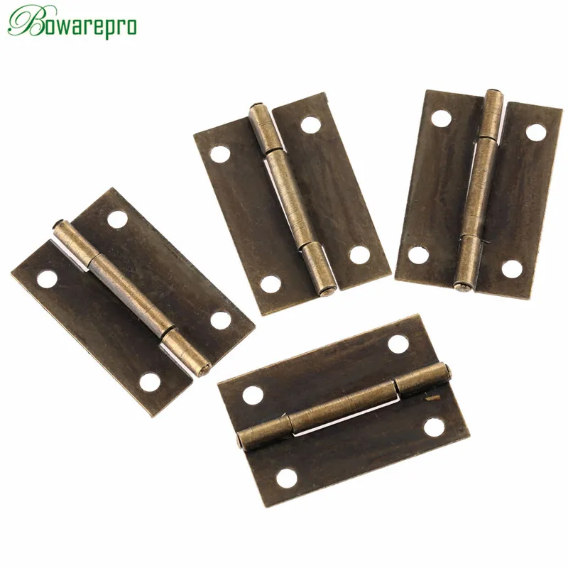 bowarepro 4Pcs Vintage Antique Carbinet Drawer Hinge Wooden Furniture Jewelry Gift Wood Box Brass Hinge Furniture Hinge 38*25MM