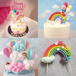 Einhorn -Top -Kuchen für Kindergeburtstagsfeier, Regenbogen, Regenbogen, Cupcake -Dekoration, Vorräte 10 Hauptverkaufsgeburtstagstorte Ornament - №2