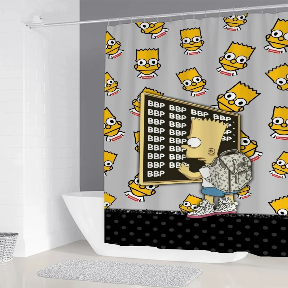 The Simpsons Shower Shower Curtain for Bathroom Folding Partition Bath Accessories Curtains Bedrooms Waterproof Fabric Things