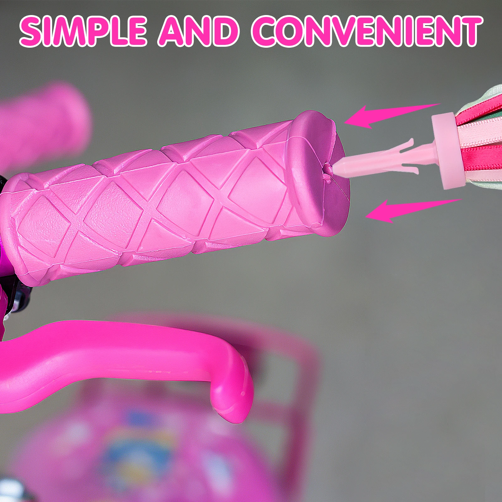 One Pair Childrens Bike Handlebar Streamers Pink Sparkly Tassels Ribbons for Kids Bicycle Tricycles Scooters Decoration