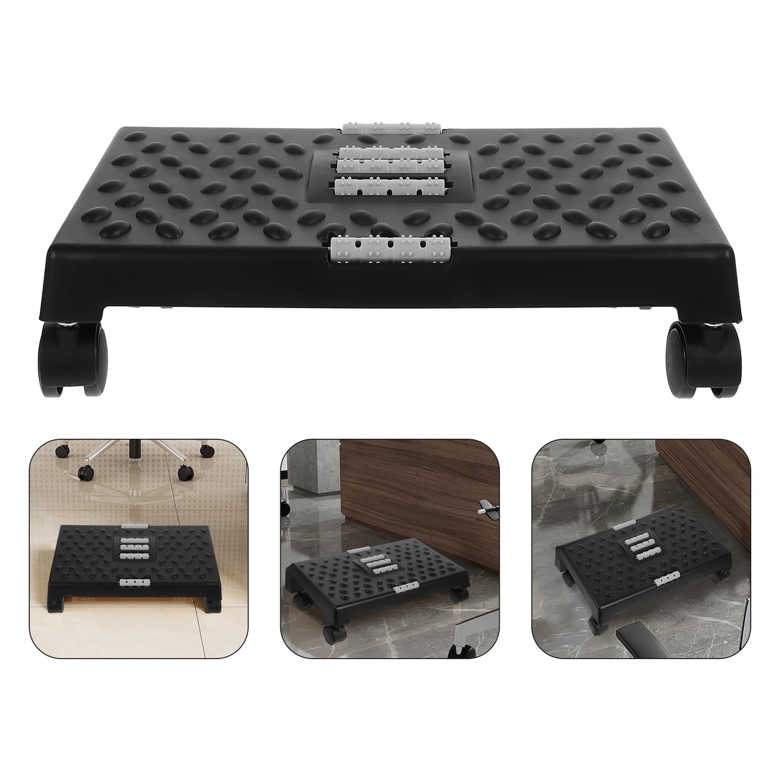 

Adjustable Plastic Footrest Pedal Pad For Office Desk Anti-Slip Cube Step Stool Massage Rollers Non-Skid Foot Stool Household