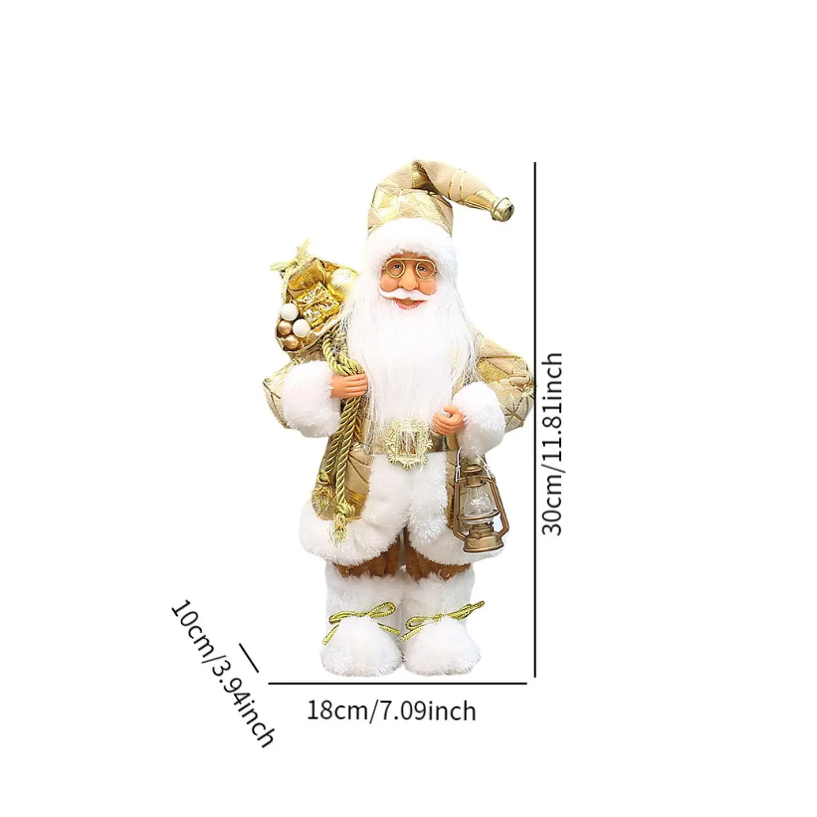 Boneka koleksi boneka Santa Claus dekorasi dekoratif 30cm boneka Natal klasik untuk meja ruang perapian toko Natal