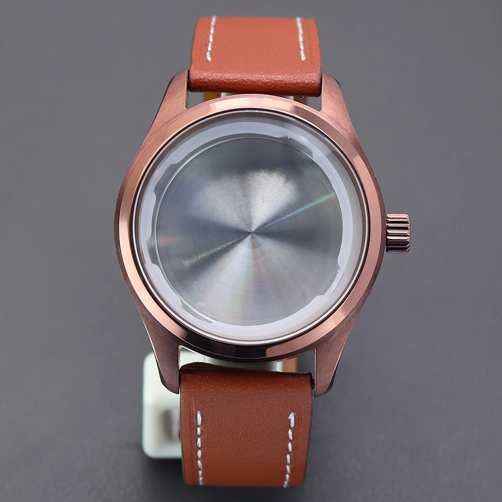 

40mm NH35 Watch Stainless Steel Case leather strap For nh34 nh35 nh36 nh38 4R36 ETA 2824 Movement silver /black Cases Waterproof