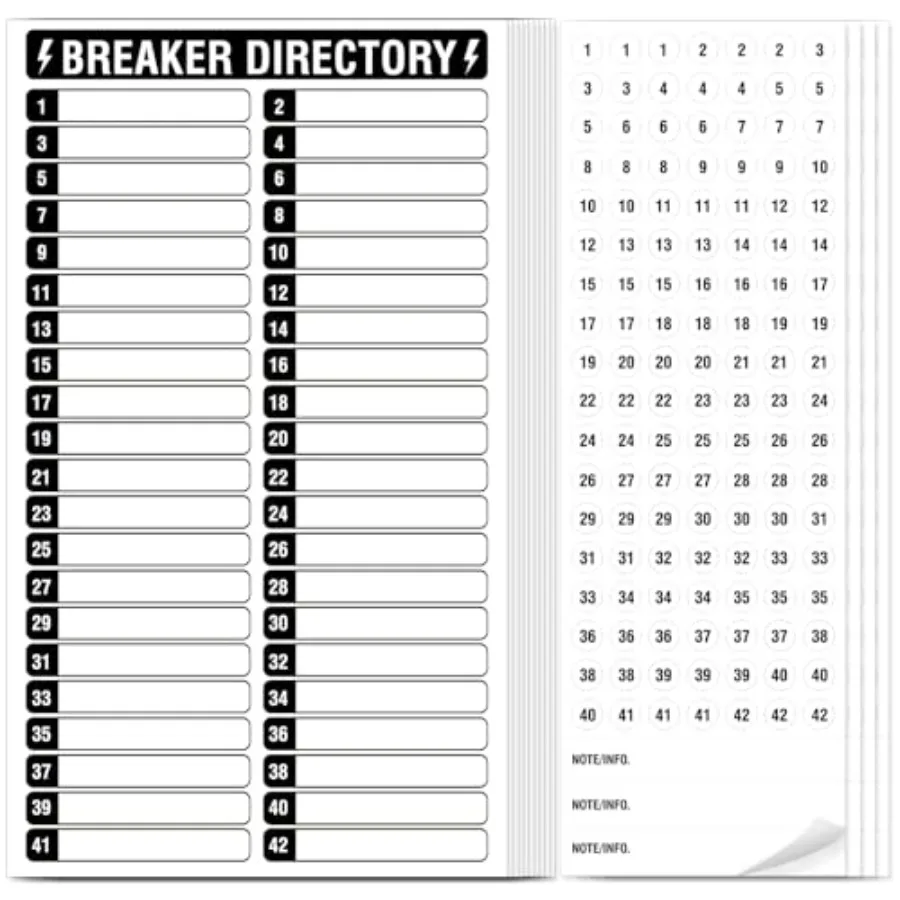 

14 Sheets Breaker Panel Labels, 10 Electrical Box Catalog Labels and 4 Number Stickers, ful Durable Removable Electrical Number
