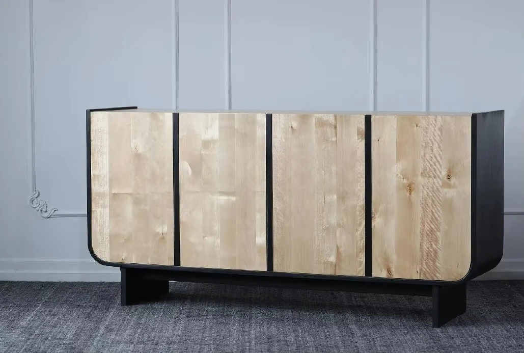 Black Natural Wood Cupboard American Brushed Sideboard Cabinet Baroque Hotel Cabinet