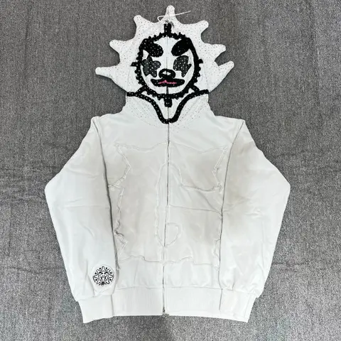 Pop Culture 3D Character Hoodie Glo Gang Unisex Zip Up Embroidered Streetwear Hooded Sweatshirt
