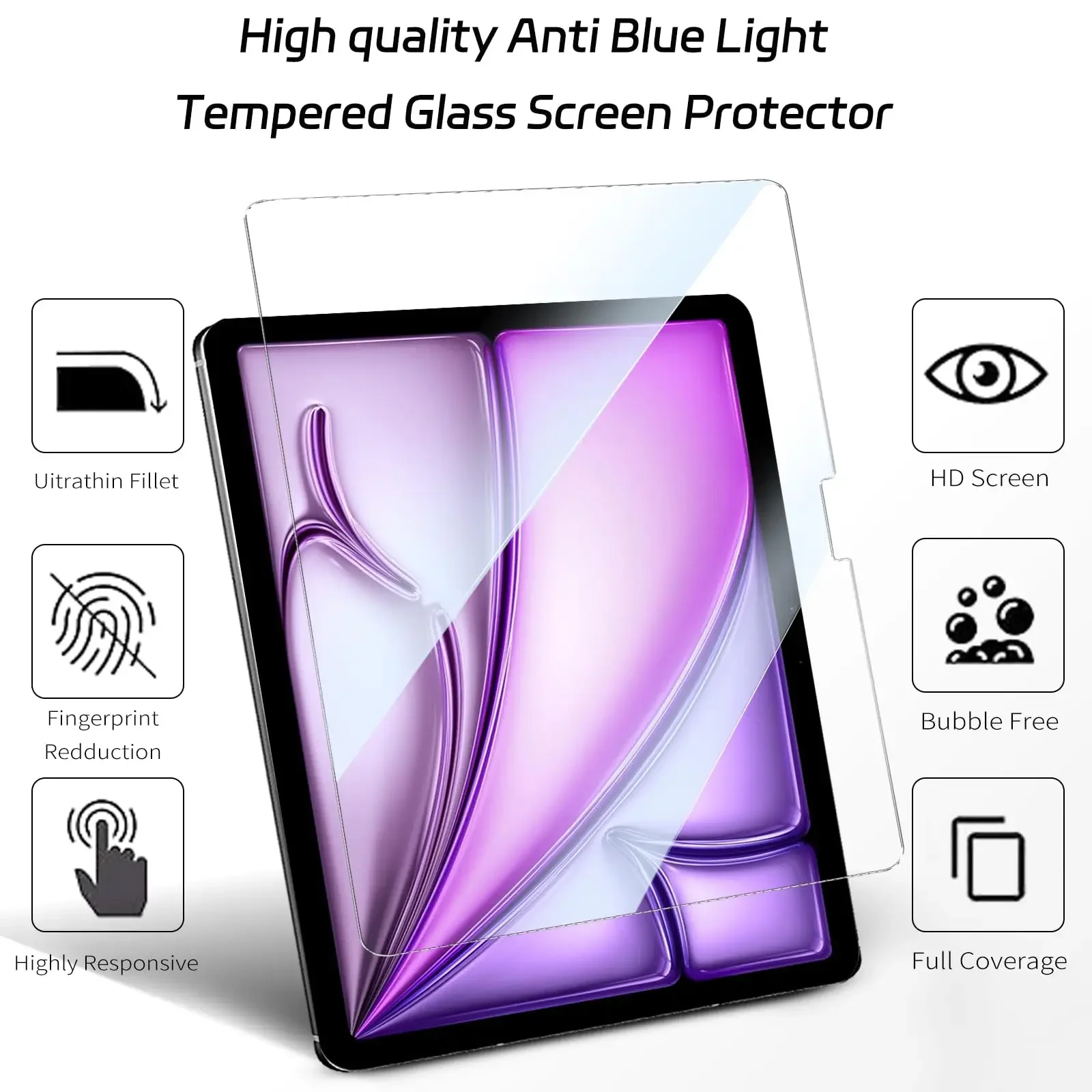 3 unidades protetor de tela compatível com iPad Pro 13 polegadas 2024 (M4) / iPad Air 13 polegadas 2024 (M2) filme de vidro temperado transparente anti scr