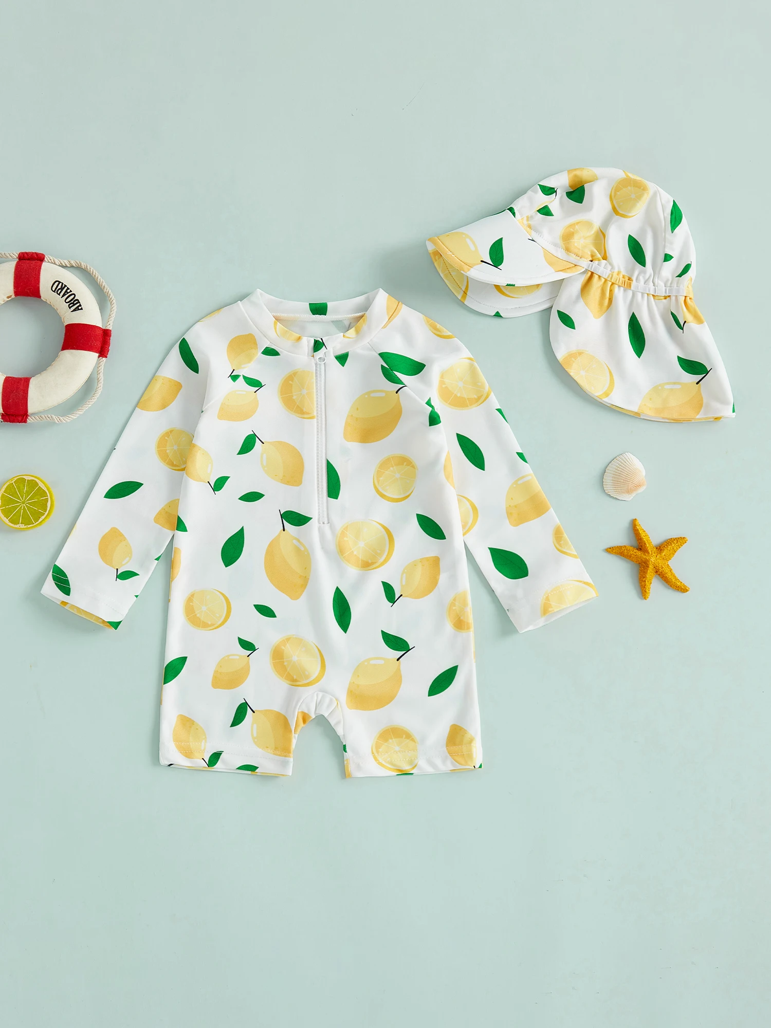 

Купальник для малышей, очаровательный купальный костюм с арбузным принтом и короткими рукавами, купальный костюм с подходящей шляпой от солнца