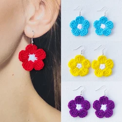 Offerta speciale Donna Crochet Moda Vitalità Arcobaleno Colori Fiore Goccia Ciondola l'orecchino 100% Gioielli fatti a mano da spiaggia per feste