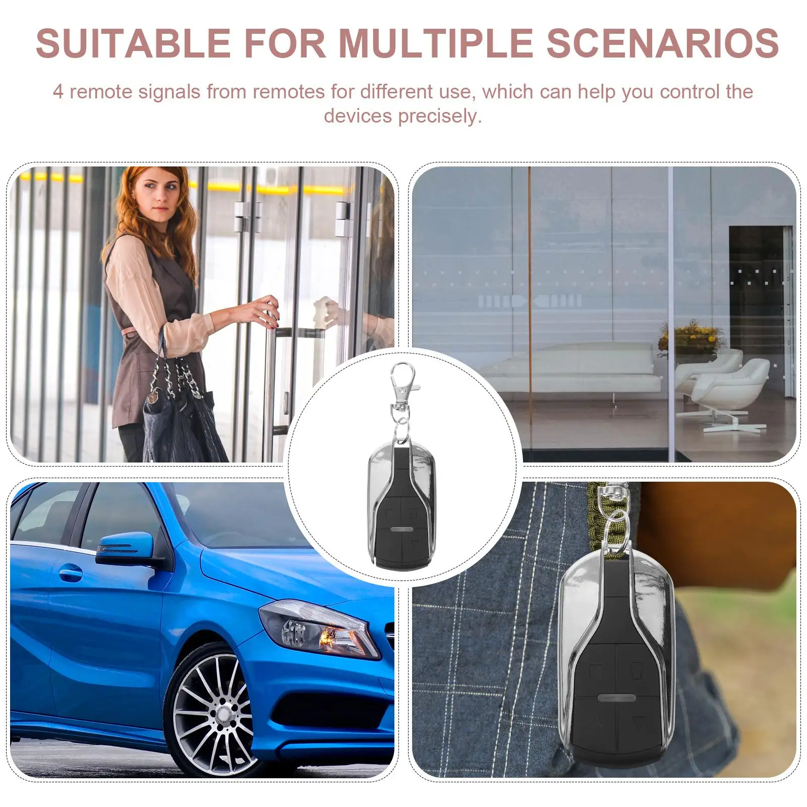 Universal 4 button Remote Control for Gate Garage Electric Cars Plastic Remotes Replacement Key Fob Roll Up