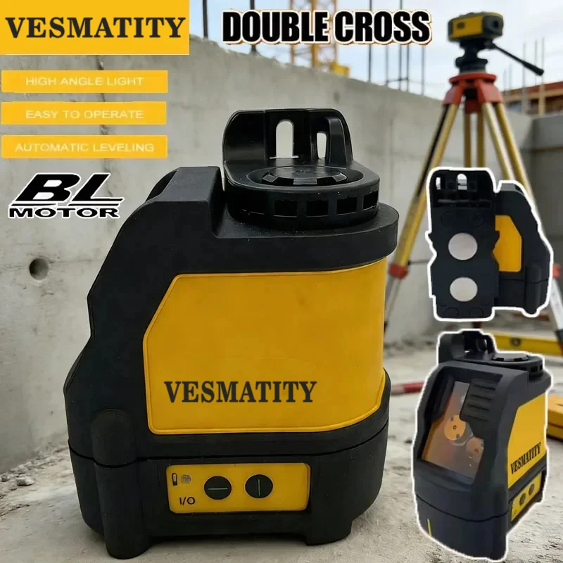 Horizontal Vertical 2 Lines Laser Level Self Leveling Cross Line Green Beam ±3mm 10m Accuracy Naked Tool for Layout HD