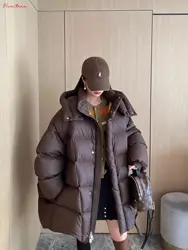 Più di 400g cappotti imbottiti in piuma d'oca piumini oversize moda invernale piumini soffici parka caldi spessi femminili wy2102