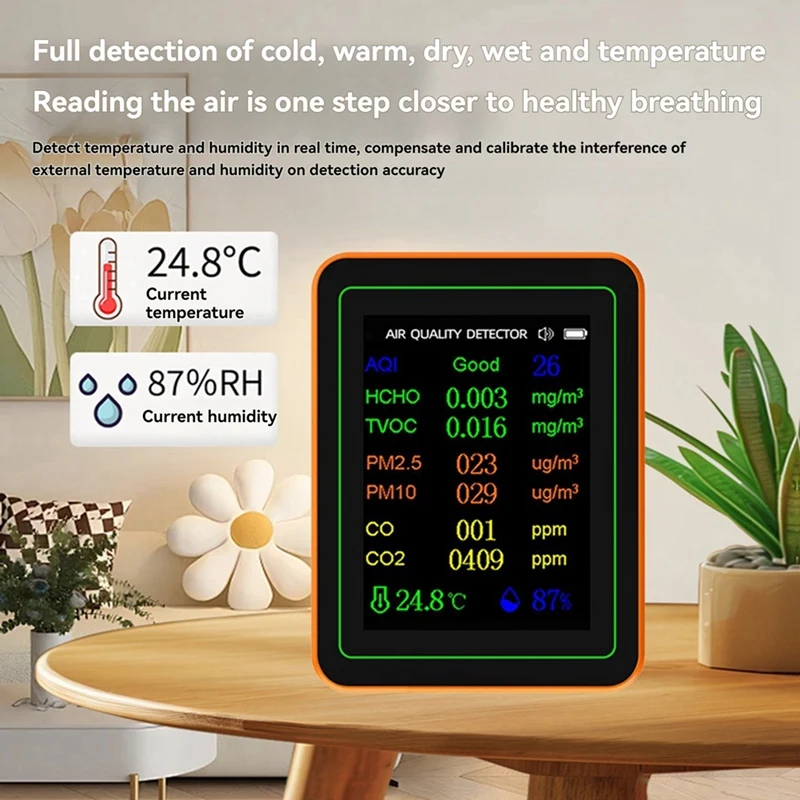 Hot Sale 10 In 1 Air Quality Monitor AQI HCHO TVOC PM2.5 PM10 CO CO2 Temperature&Humidity Tester Carbon Dioxide Detector