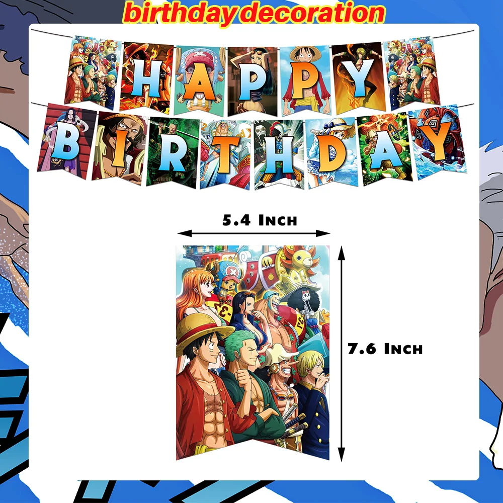 One Piece Anime Figuren Aufkleber Schlüsselanhänger Luftballons One Piece Anime Party-Set One Piece Themen-Geschenke für Gäste Babyparty