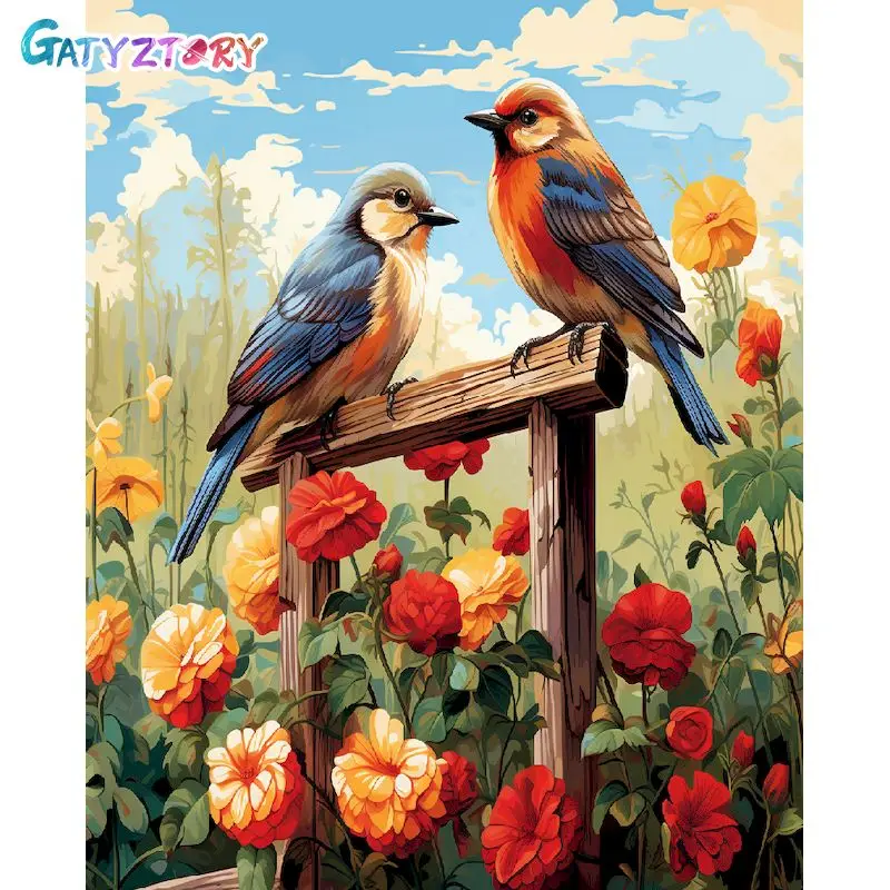 

GATYZTORY Acrylic Diy Painting By Numbers Birds Animals Acrylic Paint On Canvas Drawing Coloring By Numbers For Diy Gift Wall Ar