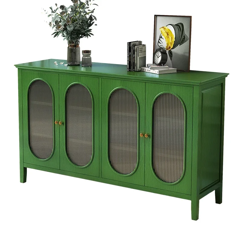 

yj9 Solid wood dining side cabinet American medieval small apartment simple storage light luxury retro French locker