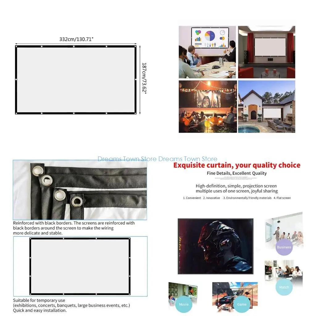 

HX6A Foldable Projector Screen Projection Movies Screen 150in Support Double Sided Projection for Home Theater Outdoor Indoor