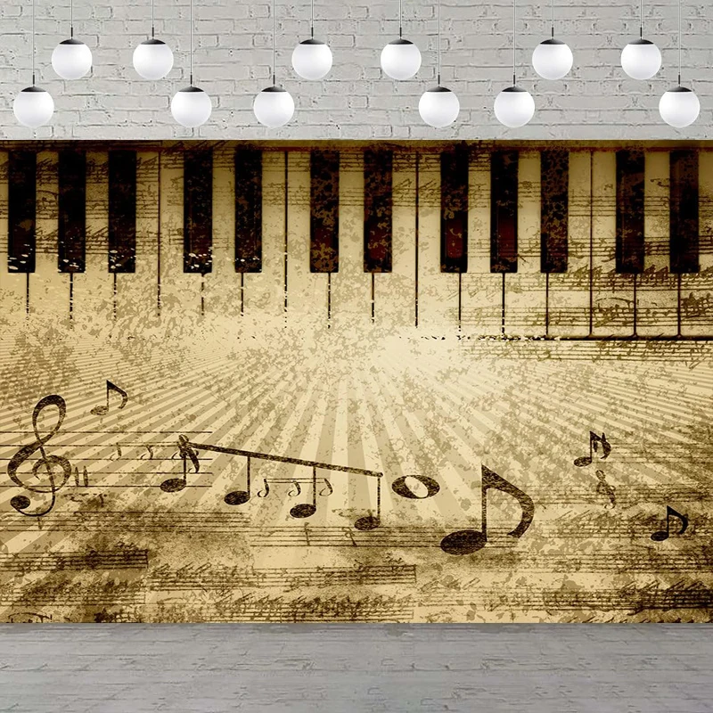 

Фон для фотосъемки музыкальные ноты плакат фортепиано ключ музыкальная вечеринка украшение интерьера фон портретная съемка баннер