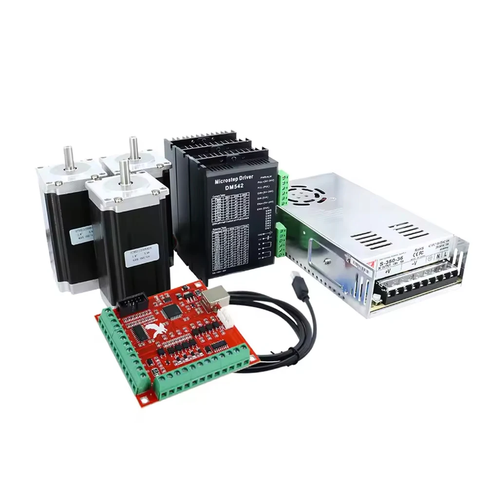Kits de Motor paso a paso HLTNC DC DM542 DM556 TB6600 controlador Nema23 100mm 112MM 2,5 3NM Motor 350W 36V fuente de alimentación para enrutador CNC