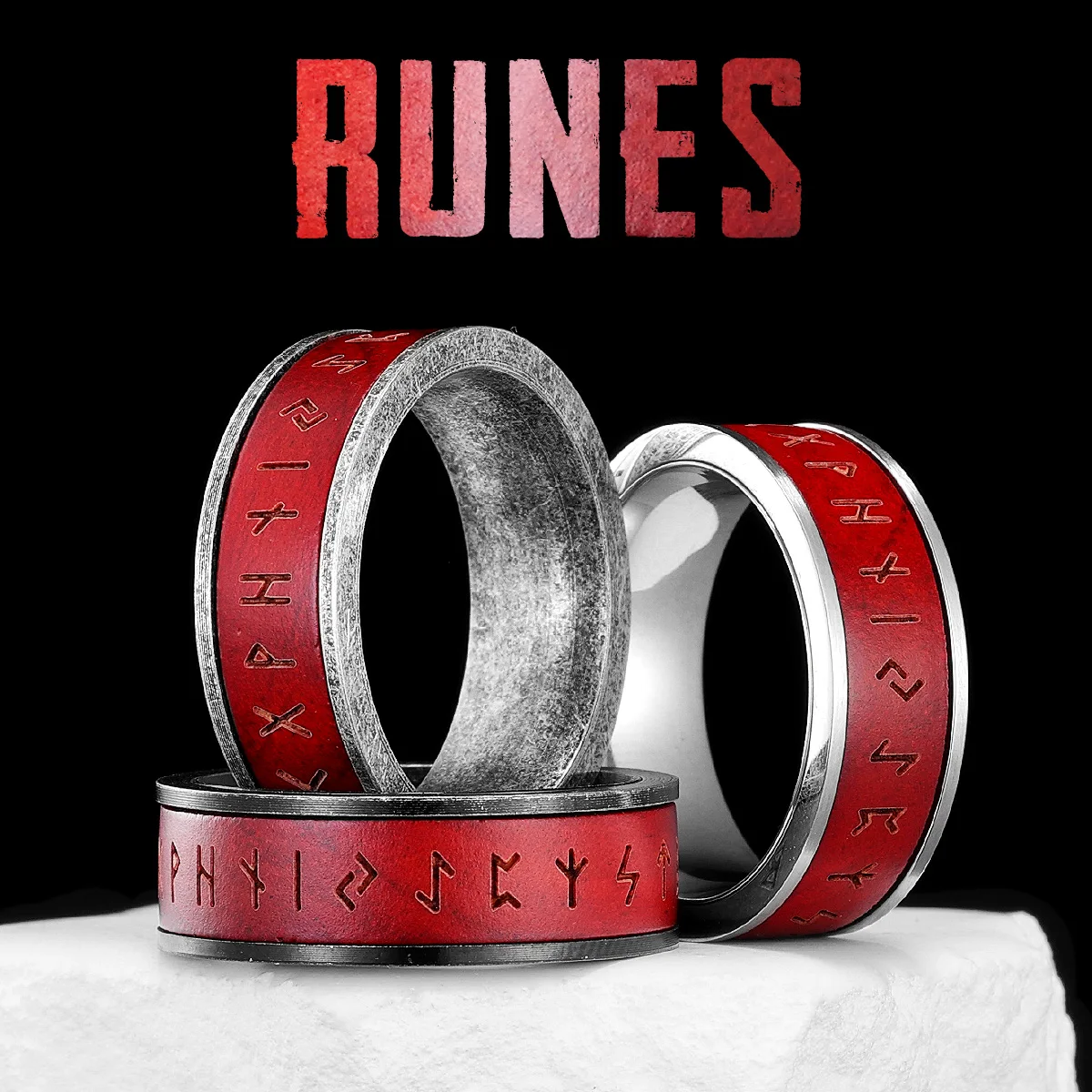 

Retro Viking Runes Stainless Steel Men Rings Punk New In For Male Women Fashion Jewelry Creativity Gift Wholesale Dropshiping