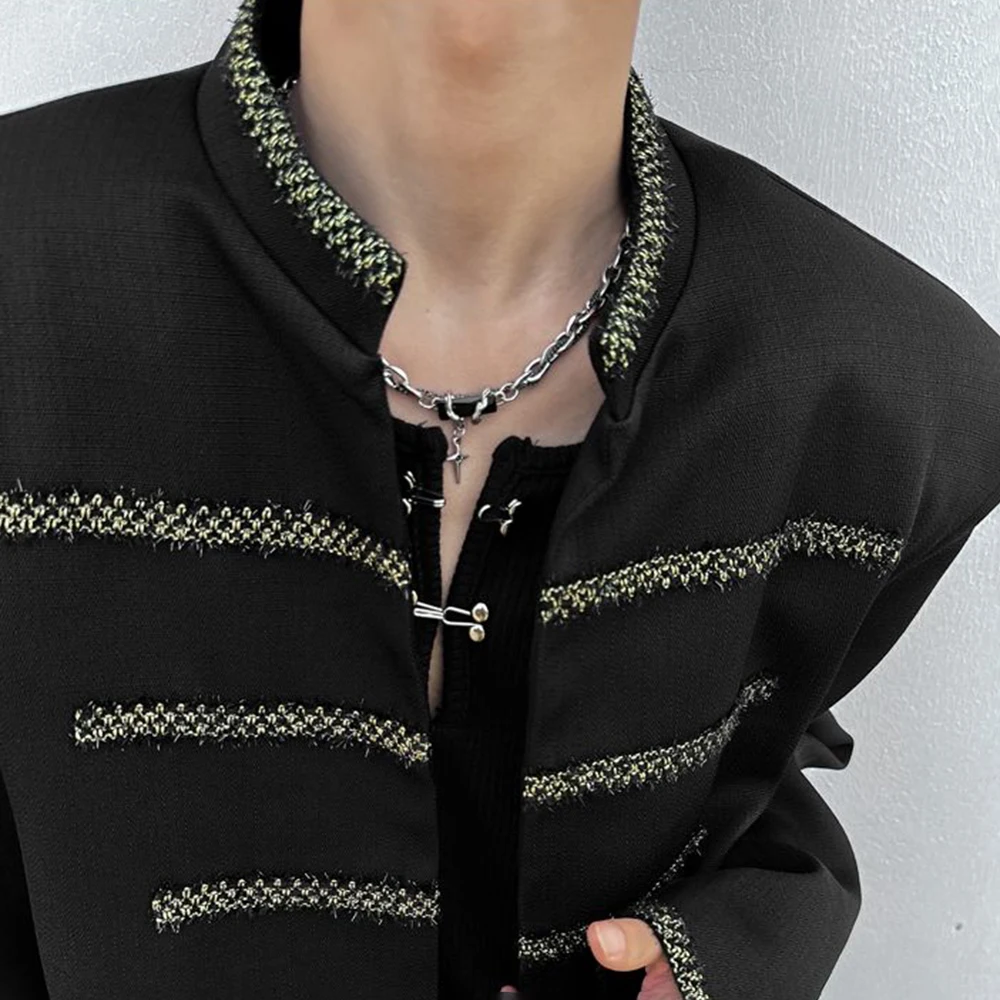 Mens Jacket Woven Casual Jacket Palace Style Fashion Streetwear Versatile Youth Campus Trend Long Sleeve Top Men'S Clothing 2024